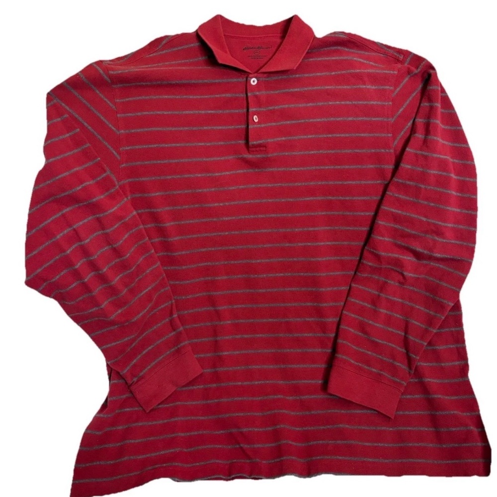Eddie Bauer Polo Shirt Mens 2xl  Red Long Sleeve Outdoor Casual